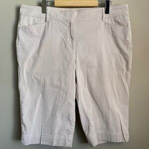 Ann Taylor Women's Cream Pinstriped Wide Leg Walking Long Shorts‎ Size 14